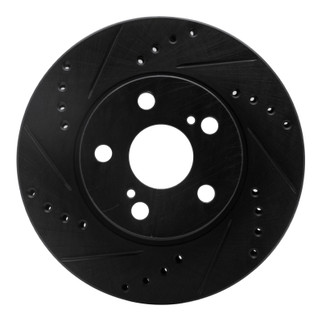 R1 04-09 Toyota Prius Front Left Drilled & Slotted Black Brake Rotor