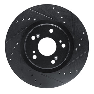 R1 12-16 Honda CR-V Front Right Drilled & Slotted Black Brake Rotor