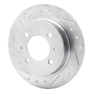 R1 91-06 Nissan Sentra Rear Left Drilled & Slotted Silver Brake Rotor
