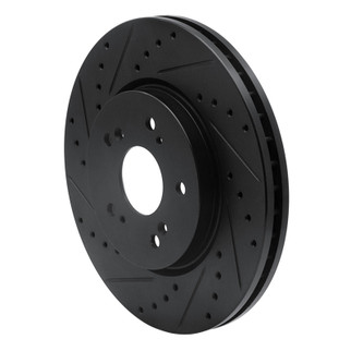 R1 07-16 Acura RDX Front Left Drilled & Slotted Black Brake Rotor