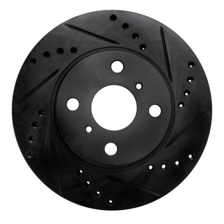 R1 01-03 Toyota Prius Front Right Drilled & Slotted Black Brake Rotor