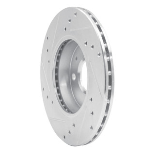 R1 88-06 Nissan NX Front Right Drilled & Slotted Silver Brake Rotor