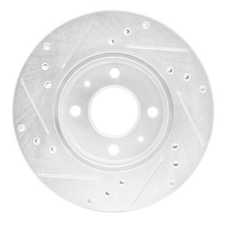 R1 88-06 Nissan NX Front Right Drilled & Slotted Silver Brake Rotor