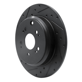 R1 07-17 Acura ZDX Rear Left Drilled & Slotted Black Brake Rotor