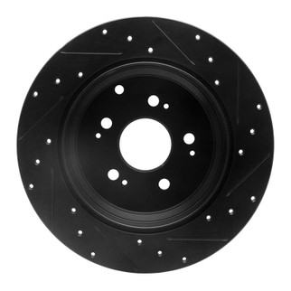R1 07-17 Acura ZDX Rear Left Drilled & Slotted Black Brake Rotor