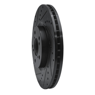 R1 07-20 Acura MDX Front Left Drilled & Slotted Black Brake Rotor