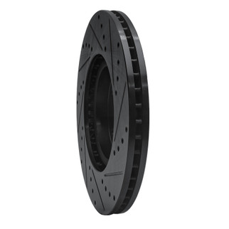 R1 07-20 Acura MDX Front Left Drilled & Slotted Black Brake Rotor