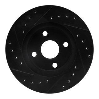 R1 92-95 Toyota Paseo Front Right Drilled & Slotted Black Brake Rotor