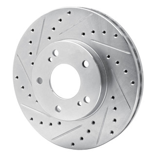 R1 89-96 Nissan 300ZX Turbo Front Left Drilled & Slotted Silver Brake Rotor