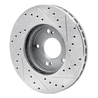 R1 89-96 Nissan 300ZX Turbo Front Left Drilled & Slotted Silver Brake Rotor