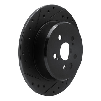 R1 90-93 Toyota Celica Rear Left Drilled & Slotted Black Brake Rotor
