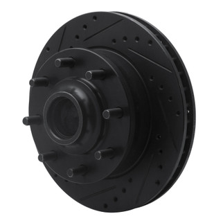 R1 93-95 Chevrolet G30 Front Left Drilled & Slotted Black Brake Rotor