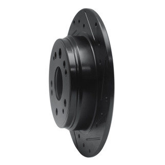 R1 02-04 Honda CR-V Rear Right Drilled & Slotted Black Brake Rotor
