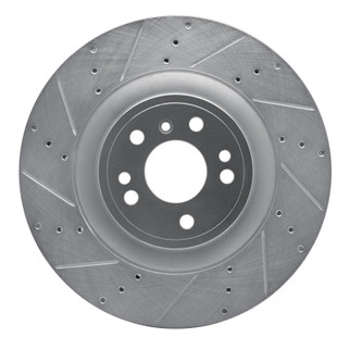 R1 13-19 Mercedes-Benz GL350 Front Left Drilled & Slotted Silver Brake Rotor
