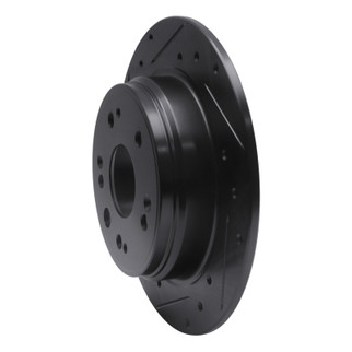 R1 02-04 Honda CR-V Rear Left Drilled & Slotted Black Brake Rotor