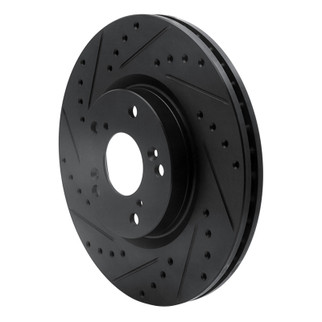 R1 02-15 Acura CSX Front Left Drilled & Slotted Black Brake Rotor
