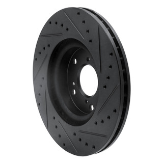 R1 02-15 Acura CSX Front Left Drilled & Slotted Black Brake Rotor