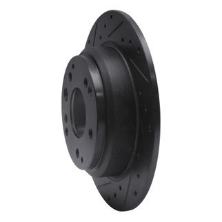 R1 91-99 Acura Legend Rear Left Drilled & Slotted Black Brake Rotor