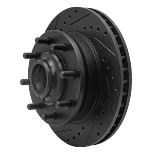 R1 71-95 Chevrolet P20 Front Left Drilled & Slotted Black Brake Rotor