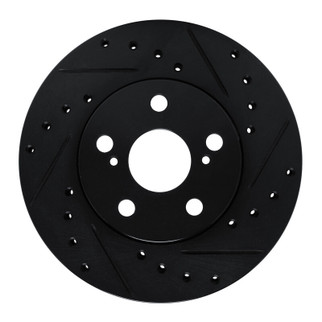 R1 87-87 Toyota Camry Front Right Drilled & Slotted Black Brake Rotor