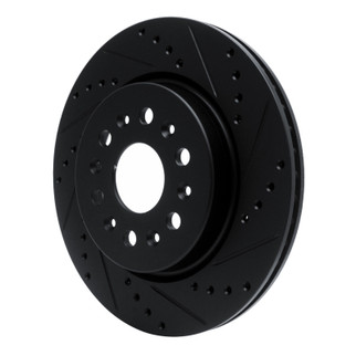 R1 17-25 Buick Enclave Rear Right Drilled & Slotted Black Brake Rotor