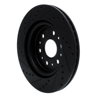 R1 17-25 Buick Enclave Rear Right Drilled & Slotted Black Brake Rotor