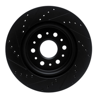 R1 17-25 Buick Enclave Rear Right Drilled & Slotted Black Brake Rotor