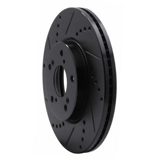 R1 13-25 Honda Civic Sedan Front Left Drilled & Slotted Black Brake Rotor