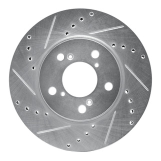 R1 05-10 Honda Odyssey Front Left Drilled & Slotted Silver Brake Rotor