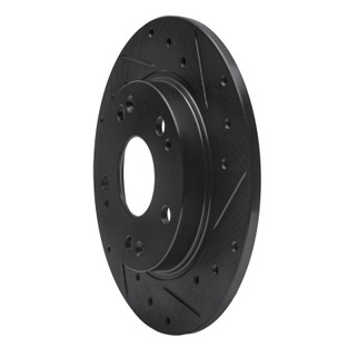 R1 11-15 Honda CR-Z Rear Right Drilled & Slotted Black Brake Rotor