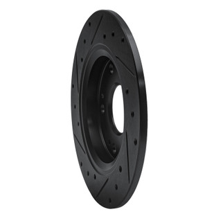 R1 11-15 Honda CR-Z Rear Right Drilled & Slotted Black Brake Rotor