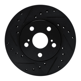 R1 87-87 Toyota Camry Front Left Drilled & Slotted Black Brake Rotor