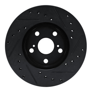 R1 87-87 Toyota Camry Front Left Drilled & Slotted Black Brake Rotor