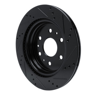 R1 19-25 Cadillac Escalade Rear Left Drilled & Slotted Black Brake Rotor
