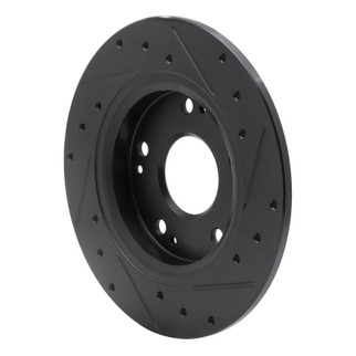 R1 11-15 Honda CR-Z Rear Left Drilled & Slotted Black Brake Rotor