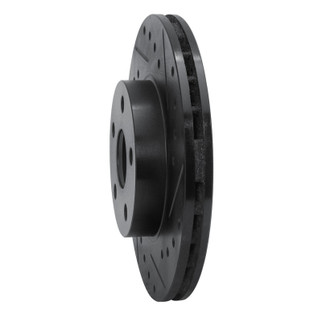 R1 86-89 Toyota Celica Front Right Drilled & Slotted Black Brake Rotor