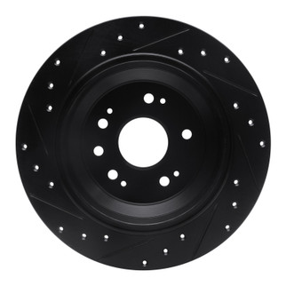 R1 10-15 Honda Accord Crosstour Rear Right Drilled & Slotted Black Brake Rotor