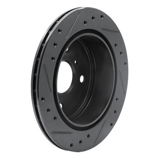 R1 84-88 Toyota Cressida Rear Right Drilled & Slotted Black Brake Rotor