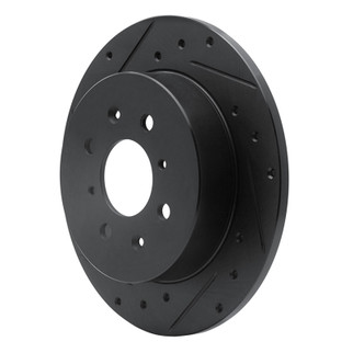 R1 01-05 Acura EL Rear Left Drilled & Slotted Black Brake Rotor