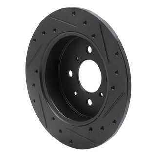 R1 01-05 Acura EL Rear Left Drilled & Slotted Black Brake Rotor
