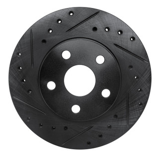 R1 86-89 Toyota Celica Front Left Drilled & Slotted Black Brake Rotor