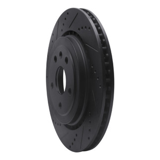 R1 16-24 Cadillac ATS Rear Left Drilled & Slotted Black Brake Rotor