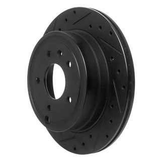 R1 07-15 Chevrolet Equinox Rear Left Drilled & Slotted Black Brake Rotor