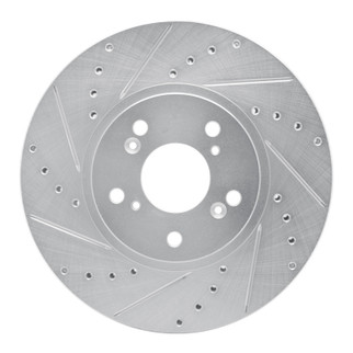 R1 99-14 Acura TSX Front Left Drilled & Slotted Silver Brake Rotor