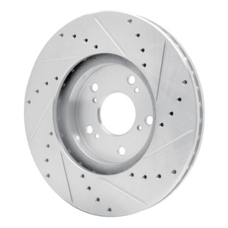 R1 99-14 Acura TSX Front Left Drilled & Slotted Silver Brake Rotor