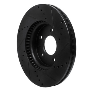 R1 07-15 Chevrolet Captiva Front Left Drilled & Slotted Black Brake Rotor