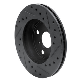R1 86-89 Toyota Celica Front Left Drilled & Slotted Black Brake Rotor