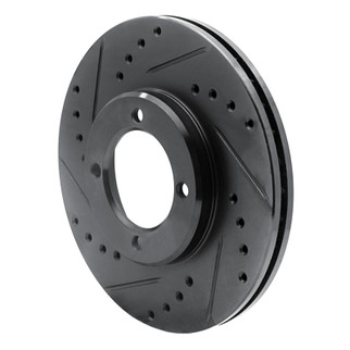 R1 84-87 Toyota Cressida Front Left Drilled & Slotted Black Brake Rotor