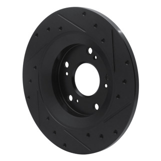 R1 00-09 Honda S2000 Rear Left Drilled & Slotted Black Brake Rotor