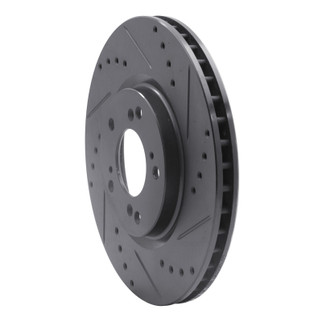 R1 00-09 Honda S2000 Front Right Drilled & Slotted Black Brake Rotor